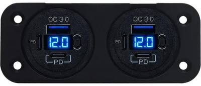 Produktbild von ProRide USB/USB-C-Schnelllader 6 Ports QC3.0 36W Voltmeter Schalter 12V