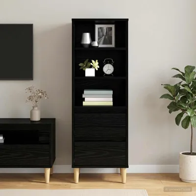 Image de vidaXL Meuble haut en bois imitation chêne noir, 40 x 36 x 110 cm