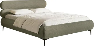 Produktbild von Selsey Roule Cord – Polsterbett 180x200 mit Cordstoff und schwarzen Füßen, Olivgrün