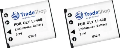 Produktbild von 2x Trade-Shop Kamera Li-Ion Akku 3,7V 950mAh für Olympus D-720 D-725 D-730 mju7030 X-925 X-930, Voigtländer Vitolux S80, Maginon SZ-125 Z1600 SZ 24