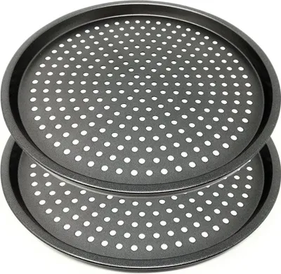 Produktbild von Space Home Pizzablaat - Antihaft-Pizzabackblech mit Löchern - Kohlenstoffstahl - Set von 2