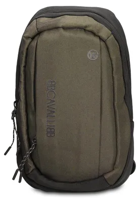 Imagen del producto de B Cavalli Heuptasje para hombre, fabricada en cuero vegano, color , con correa de hombro ajustable y bolsillos con cremallera