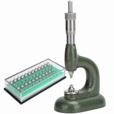 Produktbild von Uhrenreparaturwerkzeuge, Uhrmacher-Strasssteinsetzmaschine, Gewindesteigungsmikrometer, Dunkelgrün