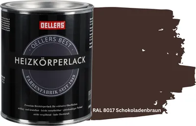 Produktbild von OELLERS Premium Heizkörperlack 1L RAL 8017 Schokoladebraun | Heizkörperfarbe & Heizungsfarbe | Hochdeckender Heizungslack | Hitzebeständig & langlebig