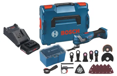 Image de Bosch GOP 18V-34 Professional Cutter multifonctions sans fil 18 V Starlock Plus + 1x batterie ProCore 4,0 Ah + chargeur + 17 pces. d'accessoires + L-Boxx