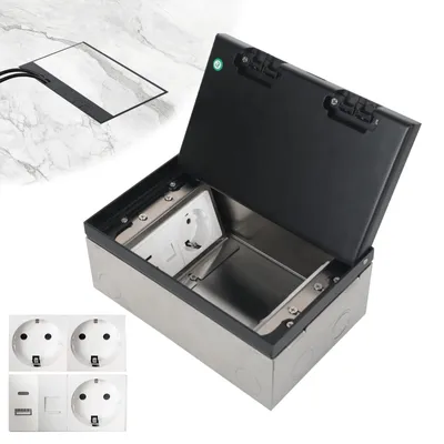 Bodensteckdose Edelstahl, 2/3 AC, USB-C, RJ45, versenkt