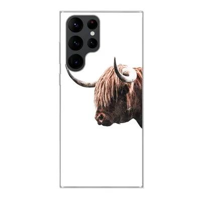 Produktbild von MuchoWow® Handyhülle Schutzhülle Hülle für Samsung Galaxy S22 Ultra Schottischer Highlander - Hoorn - Porträt Silikon Softcase Handy Hülle - Abbildung