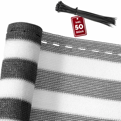 Produktbild von DETEX® Sichtschutz für Zaun & Balkon 1 x 10m Garten Wetterfest HDPE UV-beständig inkl. 50 Kabelbinder 85% Beschattungsgrad Terrasse Windschutz Grau