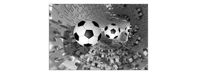 Zdjęcie produktu dla Fototapeta Abstrakcja Piłka Nożna Football zburzona ściana szara dekoracja idealna do pokoju nastolatka modny efekt 3D 225x150cm