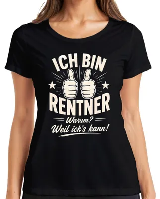 Productafbeelding van Ik ben gepensioneerd. Waarom? Omdat ik het kan. Statement T-shirt voor dames, zwart, maat XL. (Met een sarcastische ondertoon)