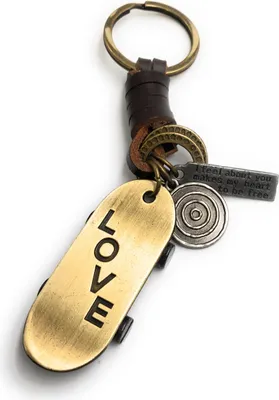 Immagine prodotto di Onwomania portachiavi Skateboard amore nobile metallo dorato ciondolo Charm
