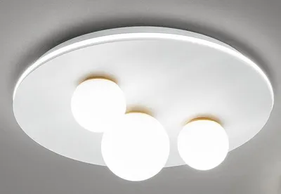 Produktbild von 48W 2976lm 3000K LED-Deckenleuchte in weißem Metall, Durchmesser 49,5 cm, modernes Design mit weißen Opalglasdiffusoren - Perenz