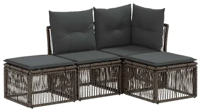 Imagen del producto de vidaXL Juego de sofás de jardín, 4 piezas, color gris, tejido de polirratán