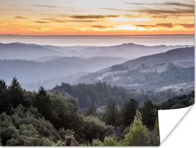 Produktbild von MuchoWow® Poster Berge - Sonne - Wald - Landschaft 160x120 cm - Foto Plakat