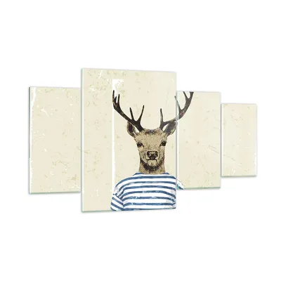 Produktbild von Bilder auf glas - 4 Teile - Hipster Anthropomorphismus Hirsch - 160x90cm - Glasbilder - Wandbilder - Bilder - Wanddekoration aus Glas - Glas Bilder - Wandbild auf Glas - GDL160x90-4227