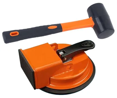 Productafbeelding van Laminaatvloer Gereedschap - Vloer Fixeer Set - Vloeren Leggen - Robuust Metalen Frame - 12 cm - Zwart Oranje