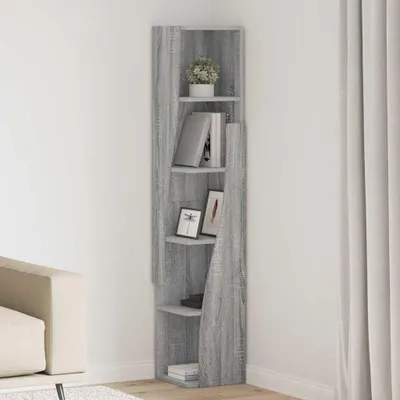 Produktbild von "Schlussverkauf" Eckschrank 1 PC - Mehrzweckschrank für Wohnzimmer/Büro - Graues Sonoma 27,5x27x140cm Holzwerkstoff  C7248