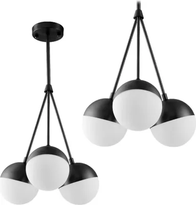 Zdjęcie produktu dla Lampa Wisząca Szklana Kula Mleczna APP687-3CP Czarna