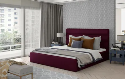 Obrázek produktu pro Manželská čalouněná postel 160x200 LUNESTO 1 - bordová