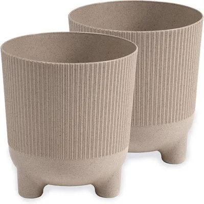 Obrázok produktu pre Sada keramických kvetináčov pre veľké aj malé rastliny, balenie po 2 ks, priemer 18 cm, krémová farba