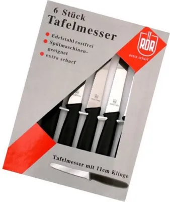 Produktbild von Rör Tafelmesser 6 Stück mit Wellenschliff Klingenlänge 11 cm Brotzeitmesser Brötchenmesser Frühstücksmesser