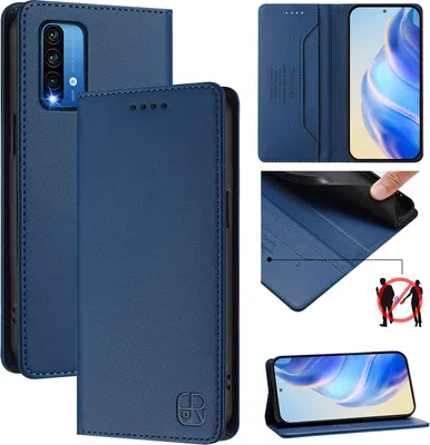 Produktbild von Lederhülle für Xiaomi Poco M3/Redmi 9T Hülle Flip Brieftasche Kartenfächern Ständer Schutzhülle Blau