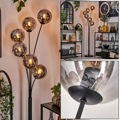 Produktbild von Fossobiubo Stehlampe aus Metall/Glas in Schwarz/Rauchfarben