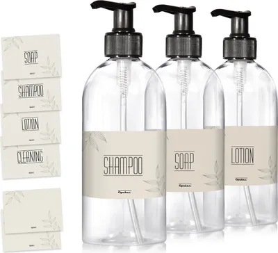 Image de 3 flacons distributeurs de savon de 500 ml, plastique, transparent