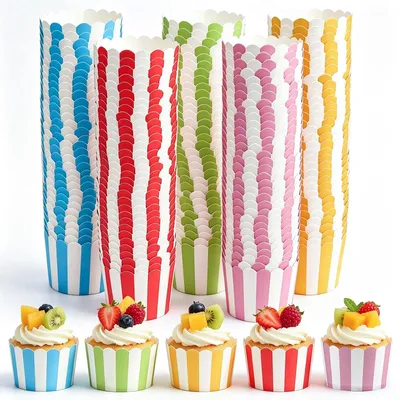 Produktbild von Muffinförmchen aus Papier - 160 Stück in 5 Farben - Backförmchen für Muffins und Cupcakes - Ø 5–6 cm