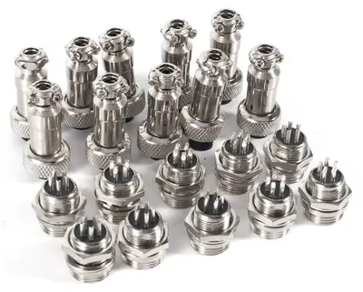 Zdjęcie produktu dla 10 sztuk złączki lotniczej GX12, 5-pinowe, 12 mm, wtyk i gniazdo, metalowe