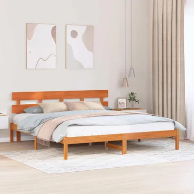 Produktbild von Möbel Bettgestell mit Kopfende Wachsbraun 200x200 cm Massivholz Kiefer - Klassische Betten 872151