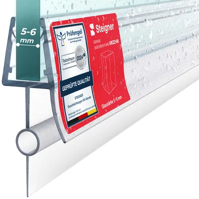 Immagine prodotto di STEIGNER Guarnizione doccia UK22 100 cm (1 pz.) trasparente - Guarnizione box doccia verticale per docce angolari o pentagonali con porta 5-6 mm - Perfetta aderenza, Impermeabile, Facile installazione