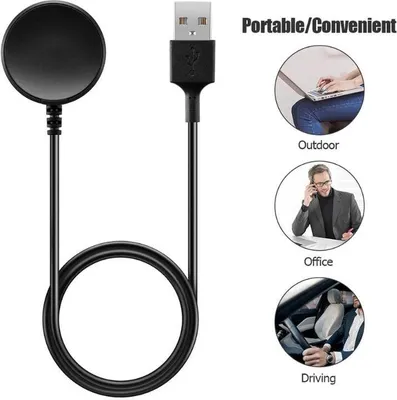 Image de Câble de charge Usb Adaptateur de charge rapide pour Samsung Galaxy Watch Active 2 Noir
