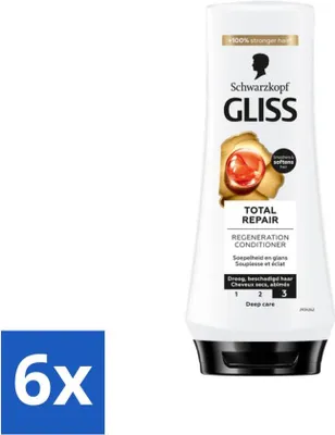 Produktbild von Gliss Hair Repair Conditioner für vollständige Wiederherstellung - 200 ml - Vorteilspack - 6 Stücke