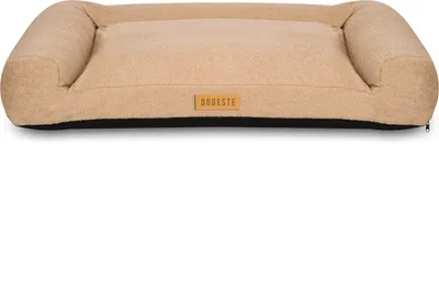 Produktbild von Großes Hundebett Hundesofa Hundekissen Hundekörbchen  Waschbar - Farbe Boucle Beige - Hundematte Größe L - 83x50 cm