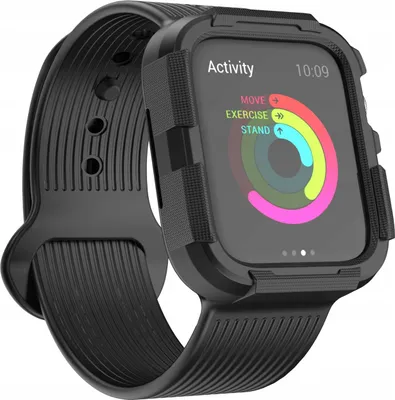 Image de Bracelet sport pour Apple Watch 1/2/3/4/5/6/SE avec protection du boîtier, 40 mm, noir