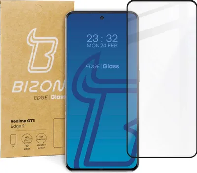 Produktbild von Bizon Glass Edge 2 Panzerglas für Realme GT3, Schwarz