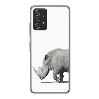 Produktbild von MuchoWow® Handyhülle Schutzhülle Hülle für Samsung galaxy a73 Rhinozeros - Tiere - Weiß Silikon Softcase Handy Hülle - Handyhülle