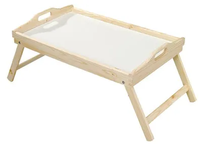 Productafbeelding van Houten Grenenhouten Bedtafel, Inklapbaar | Schoottafel | Bedtafeltje | Serveertafel | Tafeltje voor Ontbijt op Bed | Bed Dienblad | Afm. 50 x