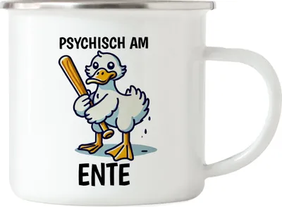 Produktbild von Psychisch am Ente Emaille-Tasse lustig Humor Ente Spruch witzig Geschenk