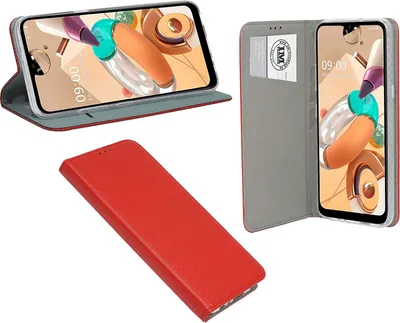 Zdjęcie produktu dla cofi1453® Etui Book "Smart" kompatybilne z telefonem komórkowym LG K51s pokrowiec portfel pokrowiec ochronny z funkcją podstawki, miejsce na kartę czerwony