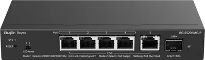 Obrázek produktu pro Ruijie Networks RG-ES206MG-P, Řízený, L2, 2.5G Ethernet (100/1000/2500), Podpora napájení po Ethernetu (PoE), Stolní/nástěnná montáž