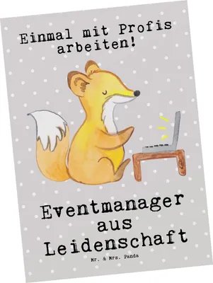 Produktbild von Mr. & Mrs. Panda Postkarte Eventmanager Leidenschaft - Grau Pastell - Geschenk, Postkarten, Beruf, Ansichtskarte, Lustig, Witzig, Ansichtskarten, bildkarte, Grußkarte