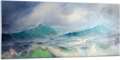Produktbild von Bilder auf glas - Meer Welle Möwe - 120x50cm - Glasbilder - Wandbilder - Kunstdruck - zum Aufhängen bereit - Wanddekoration aus Glas - Glas Bilder - Wandbild auf Glas - Einteilig - GAB120x50-3783
