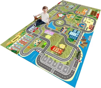 Produktbild von Kinderteppich, 90x150 cm, grün grau, 100% Polyester, für Kinderzimmer