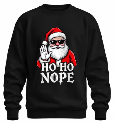Immagine prodotto di Ho Ho Nope Santa Sunglasses Funny Christmas Unisex Felpa Pullover, Nero, M