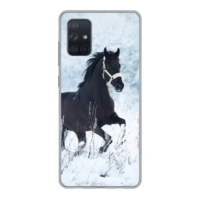 Produktbild von MuchoWow® Handyhülle Schutzhülle Hülle für Samsung Galaxy A51 Pferd - Schnee - Winter Silikon Softcase Handy Hülle - Schutzabdeckung