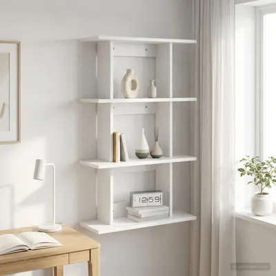 Productafbeelding van Maison Exclusive - Wandplank met wandbevestiging, wit, 56 x 20 x 90 cm, houtvezel