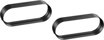 Two black oval-shaped duct connectors are shown against a white background.