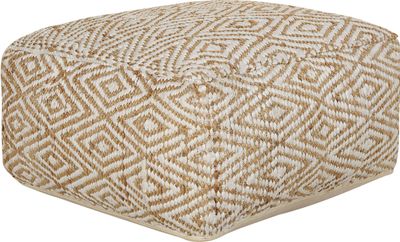 BELIANI Puf poduszka podłogowa beżowo-biała 60 x 60 x 30 cm juta poliester bawełna kwadratowa boho salon sypialnia abstrakcyjny wzór